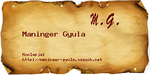 Maninger Gyula névjegykártya